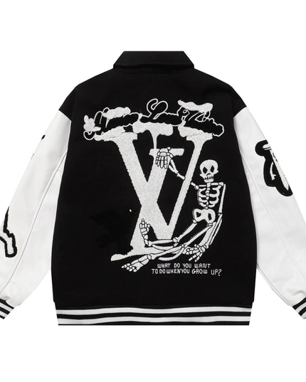 Louis Vuitton Varsity Leather Jacket Black & White