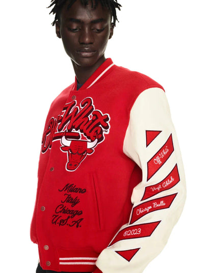 Off White c/o Chicago Bulls Red Varsity Jacket