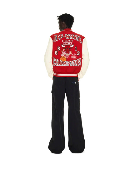 Off White c/o Chicago Bulls Red Varsity Jacket