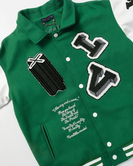 Louis Vuitton Varsity Leather Jacket Green