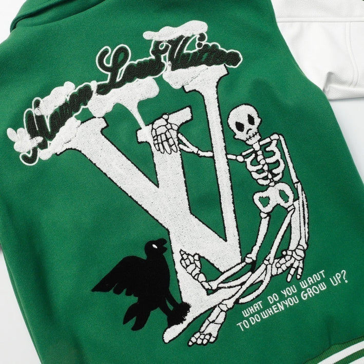 Louis Vuitton Varsity Leather Jacket Green