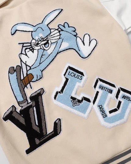 Louis Vuitton Leather Varsity Jacket White by Virgil Abloh