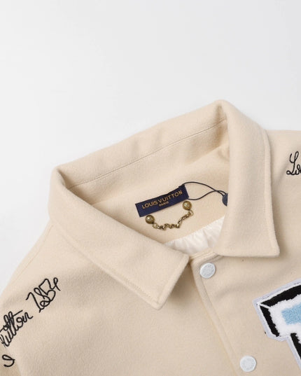 Louis Vuitton Leather Varsity Jacket White by Virgil Abloh