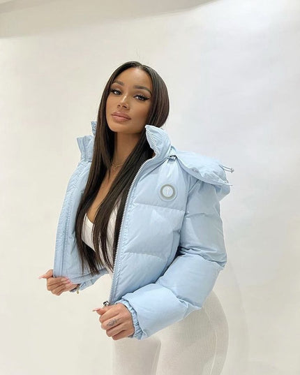 Trapstar Womens Baby Blue Cropped Detachable Puffer Jacket