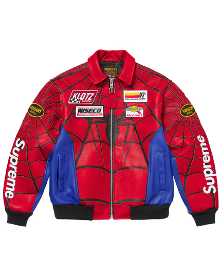 Supreme x Vanson Leathers Spider-Man Jacket Red