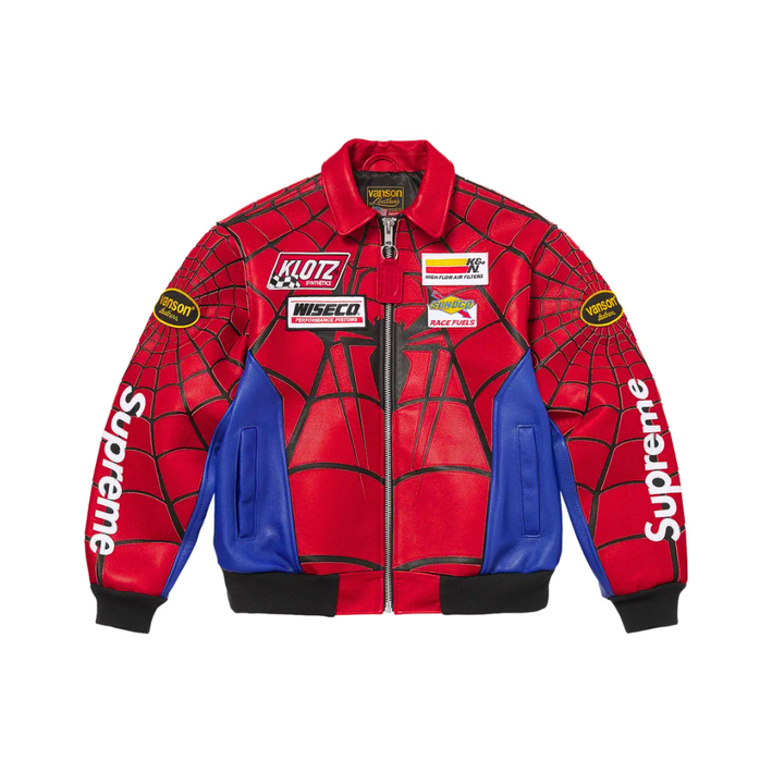 Supreme x Vanson Leathers Spider-Man Jacket Red