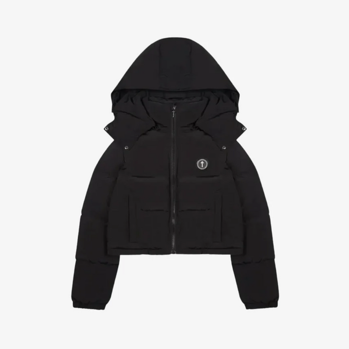 Trapstar Womens Black Cropped Detachable Puffer Jacket