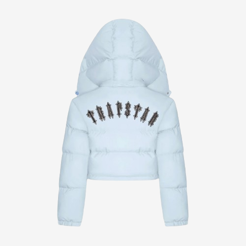 Trapstar Womens Baby Blue Cropped Detachable Puffer Jacket