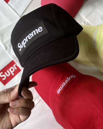 Supreme Washed Chino Twill Camp Black Cap