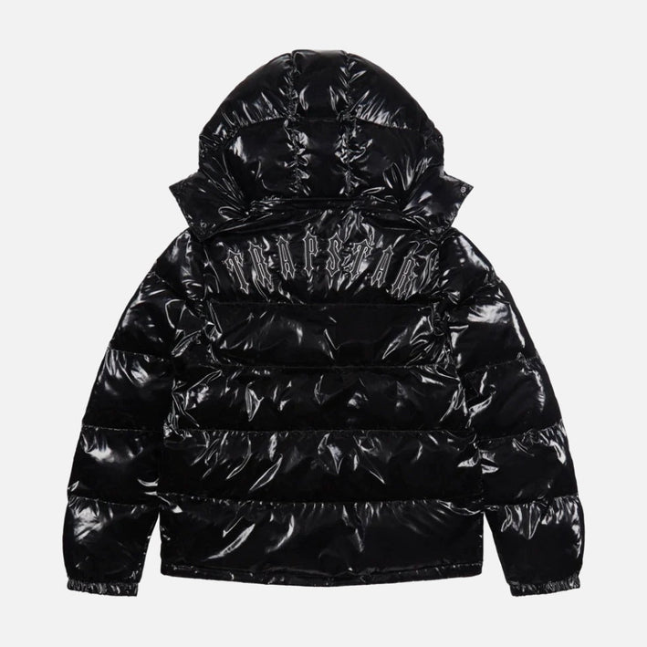 Trapstar Shiny Irongate Detachable Hooded Puffer Jacket Black