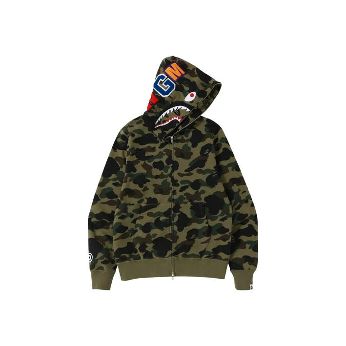 BAPE 1st Camo Shark Full Zip Hoodie "Green"