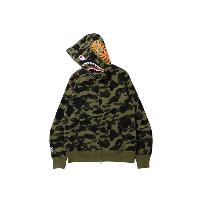 BAPE 1st Camo Shark Full Zip Hoodie "Green"