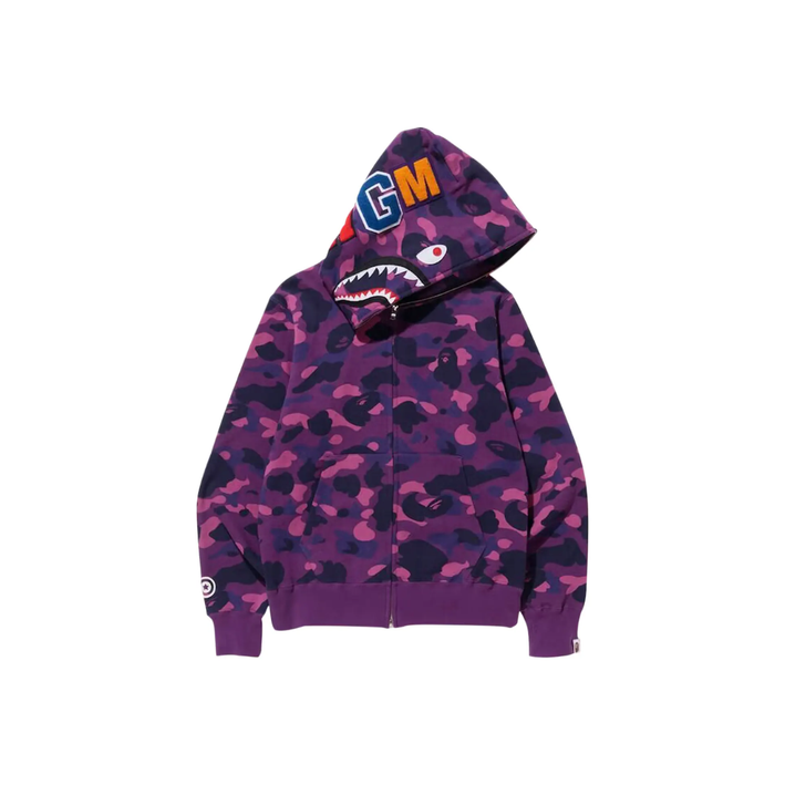 BAPE Color Camo Shark Full Zip Hoodie "Purple"