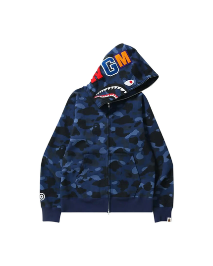 BAPE Color Camo Shark Full Zip Hoodie "Navy"