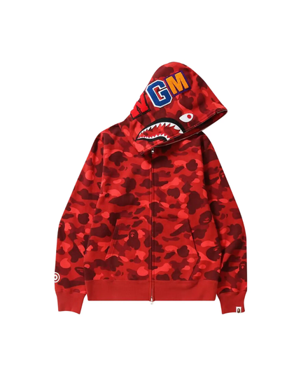 BAPE Color Camo Shark Full Zip Hoodie "Red"