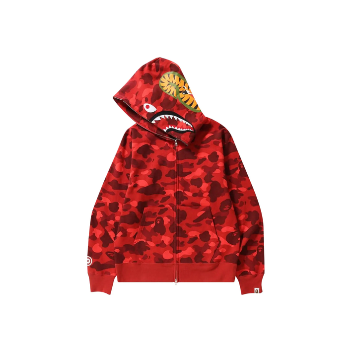 BAPE Color Camo Shark Full Zip Hoodie "Red"