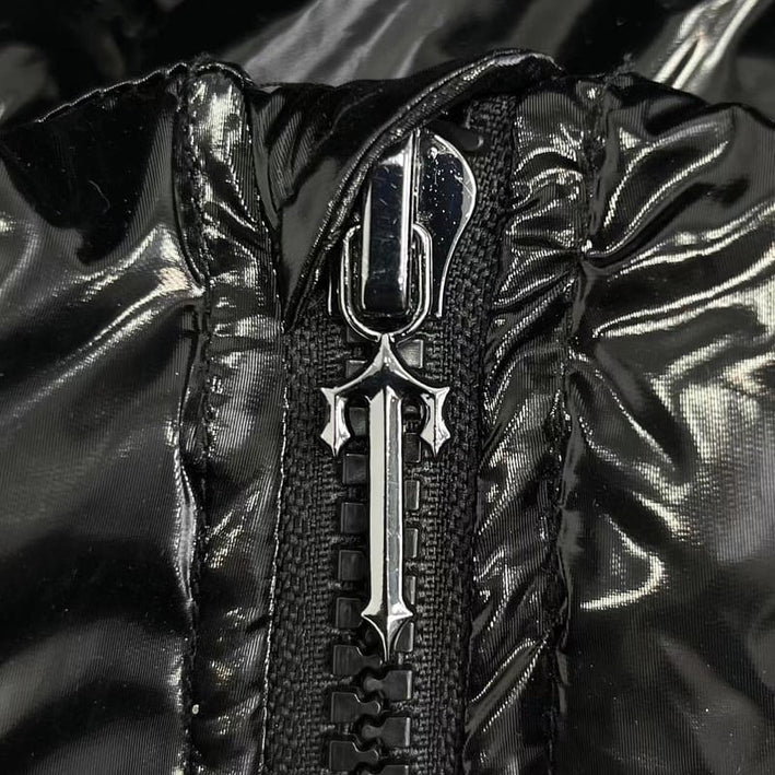 Trapstar Shiny Irongate Detachable Hooded Puffer Jacket Black