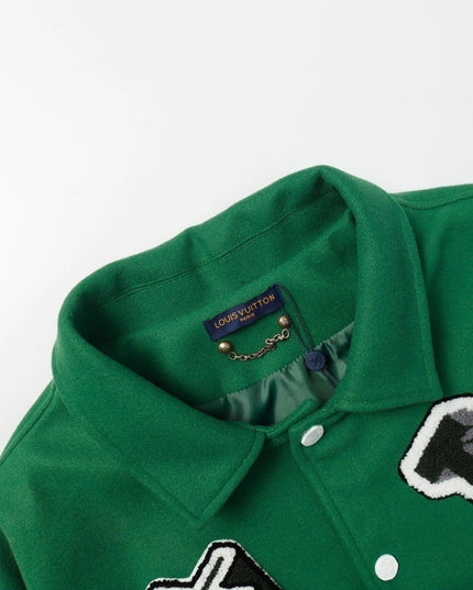 Louis Vuitton Varsity Leather Jacket Green