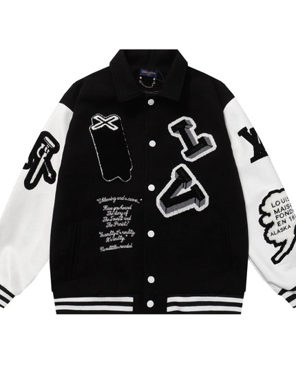 Louis Vuitton Varsity Leather Jacket Black & White