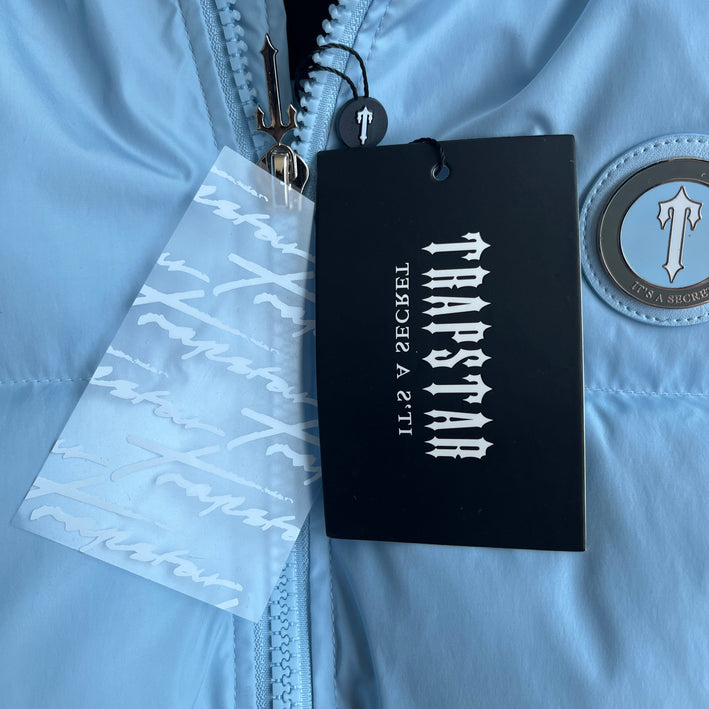 Trapstar Womens Baby Blue Cropped Detachable Puffer Jacket
