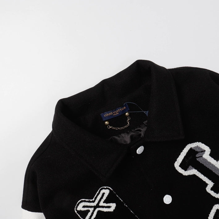 Louis Vuitton Varsity Leather Jacket Black & White