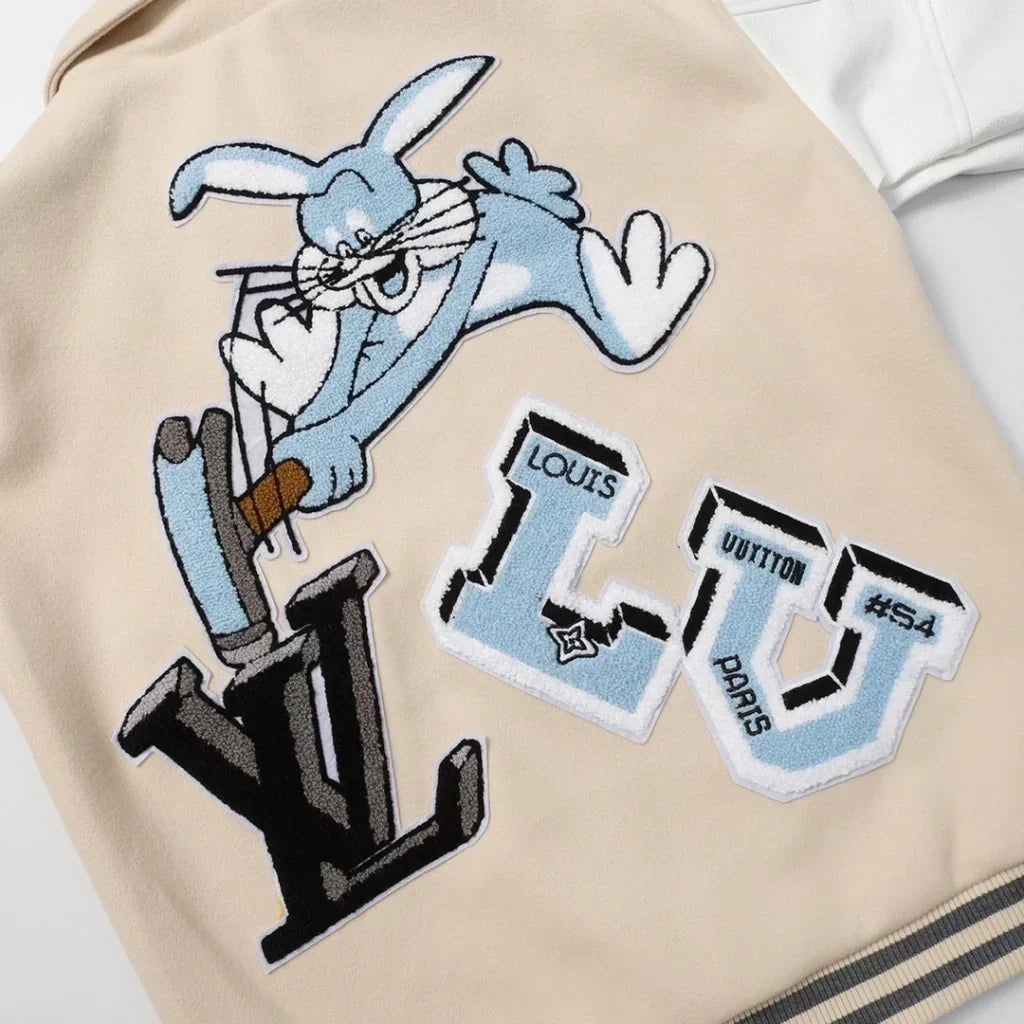 Louis Vuitton Leather Varsity Jacket White by Virgil Abloh