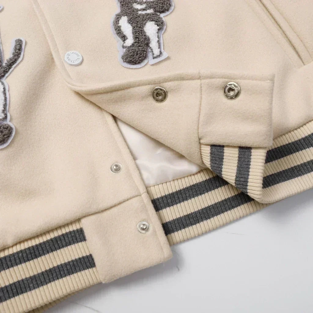 Louis Vuitton Leather Varsity Jacket White by Virgil Abloh